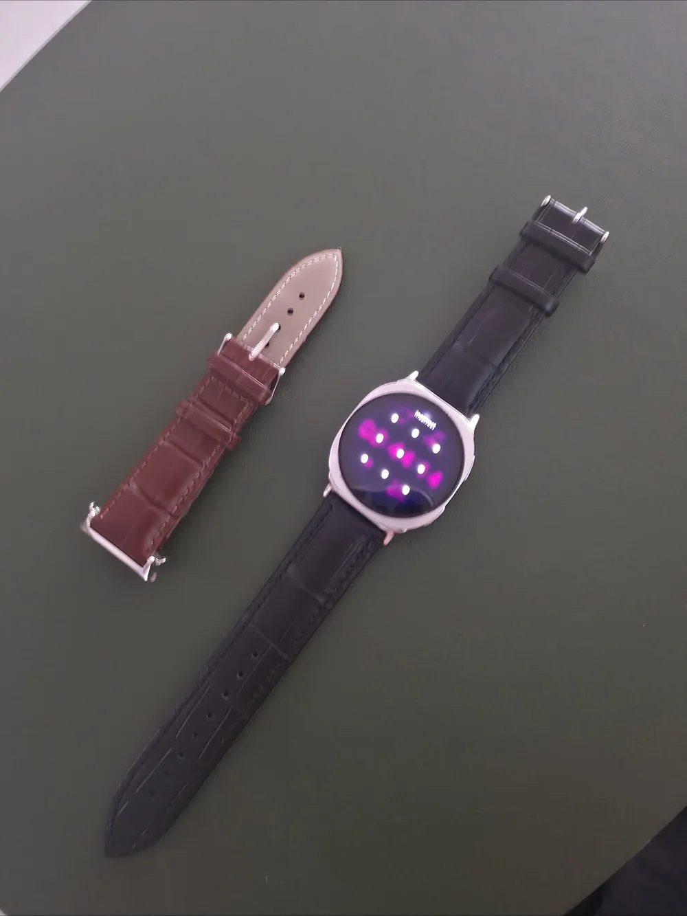 [2 set]PU Leather Strap for Galaxy Watch 8 in Brown and Black